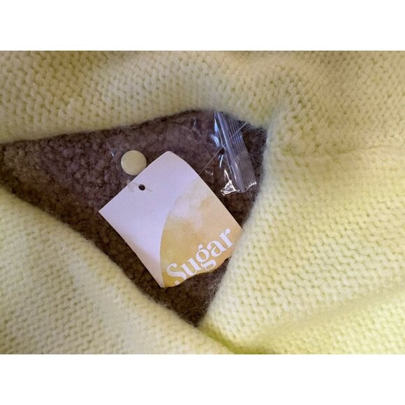 Sugar Moon Lemon Yellow Green Cropped Sweater Women’s Size Medium - Picture 5 of 5